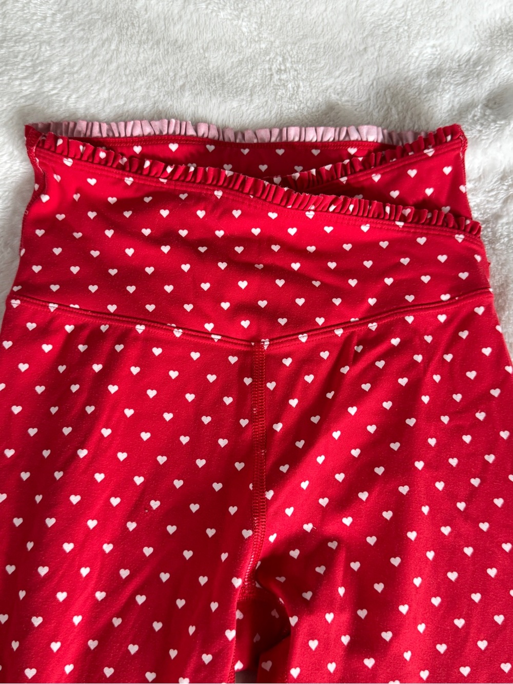 All in Motion Red Heart Ruffle Activewear Set Leggings Sports Bra XS - Picture 7 of 10